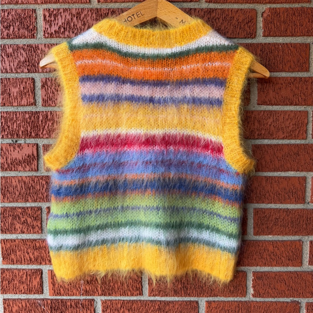 Marni Mohair iconic brushed stripes V-Neck multicolor SZ 4/40 NWT - Picture 2 of 8